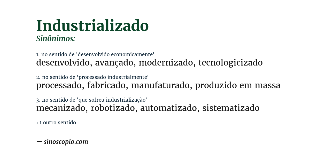 Sinônimo de industrializado