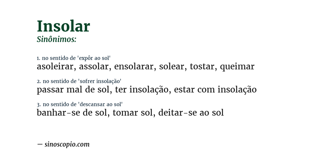 Sinônimo de insolar
