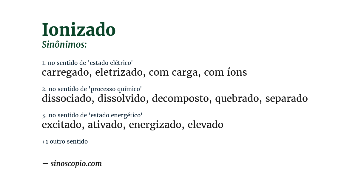 Sinônimo de ionizado