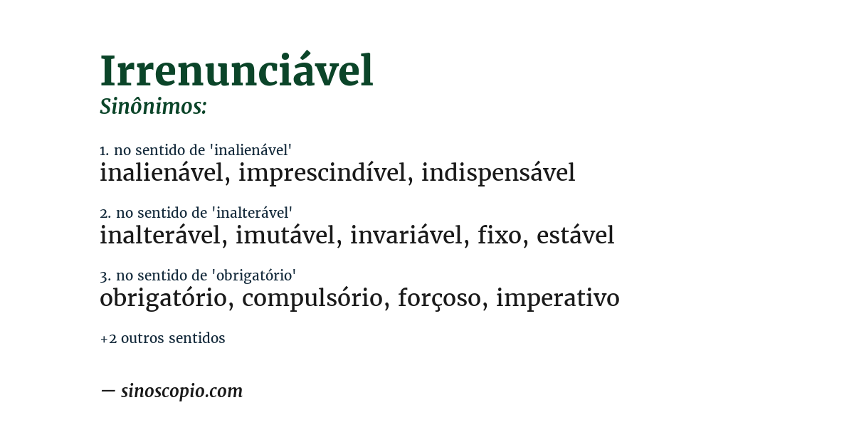 Sinônimo de irrenunciável