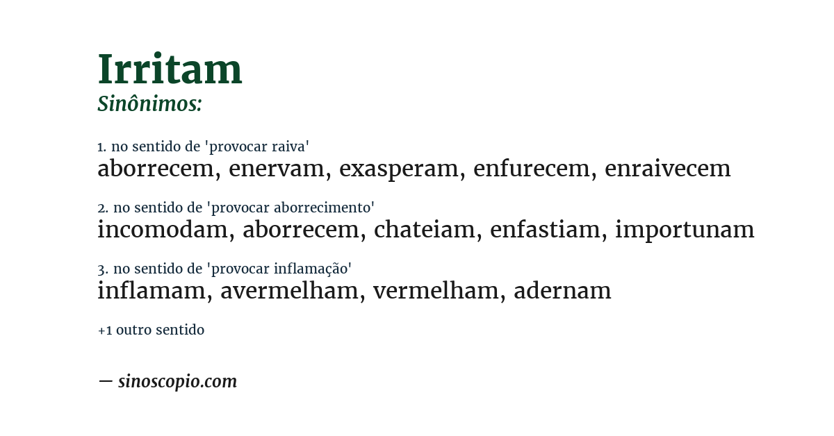 Sinônimo de irritam