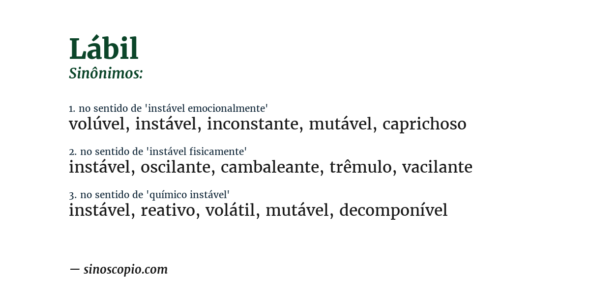 Sinônimo de lábil