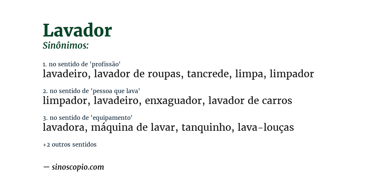 Sinônimo de lavador