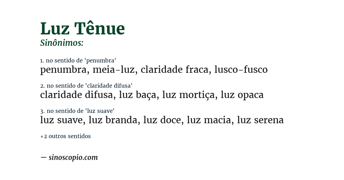 Sinônimo de luz tênue