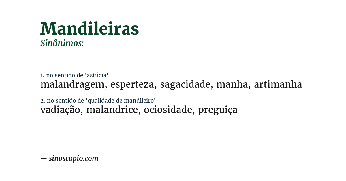 Sinônimo de mandileiras