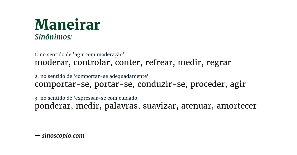 Sinônimo de maneirar
