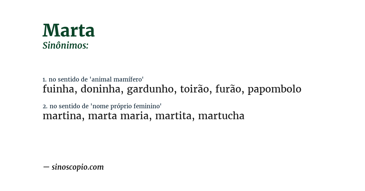 Sinônimo de marta