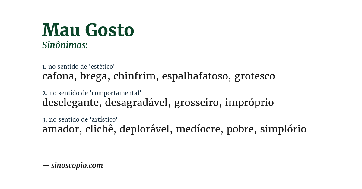 Sinônimo de mau gosto