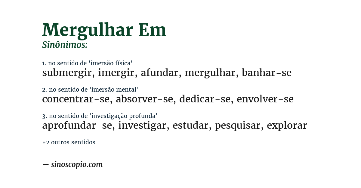 Sinônimo de mergulhar em