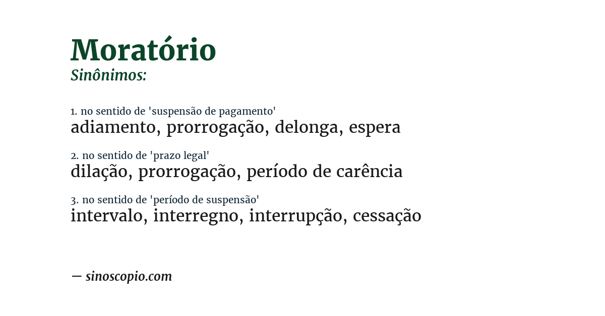 Sinônimo de moratório