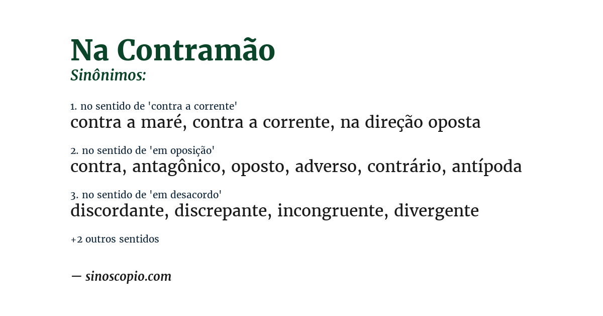 Sinônimo de na contramão