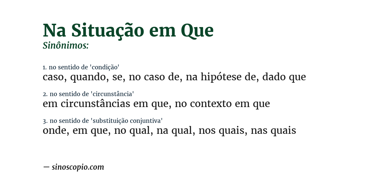 Sinônimo de na situação em que