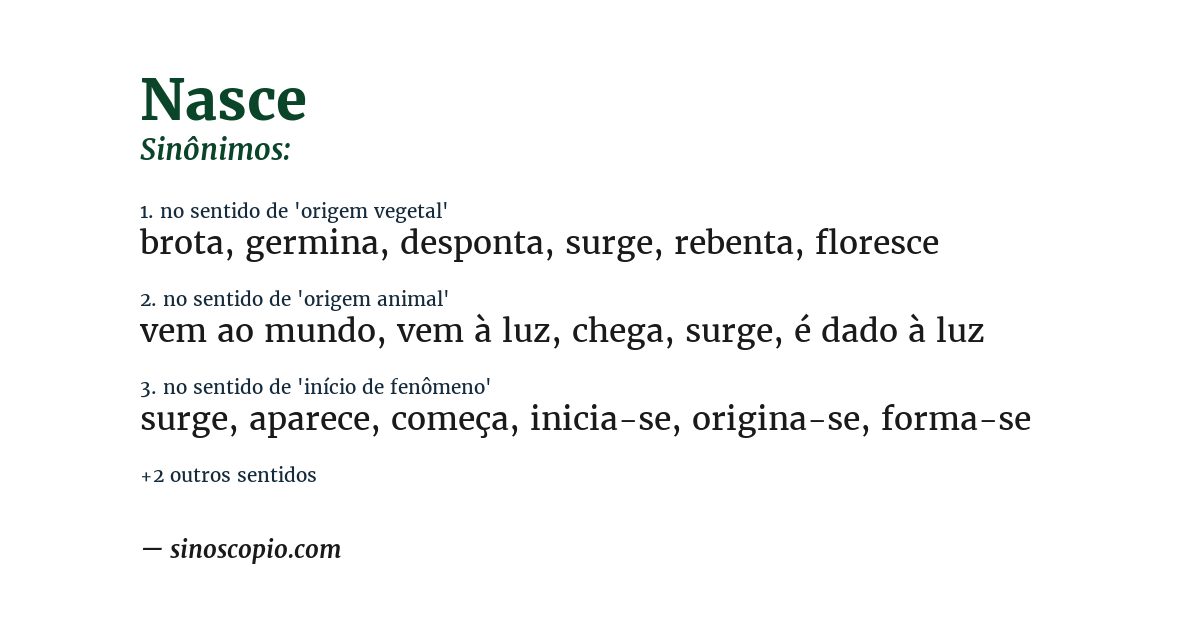 Sinônimo de nasce