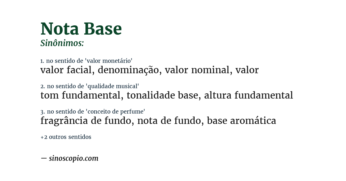 Sinônimo de nota base