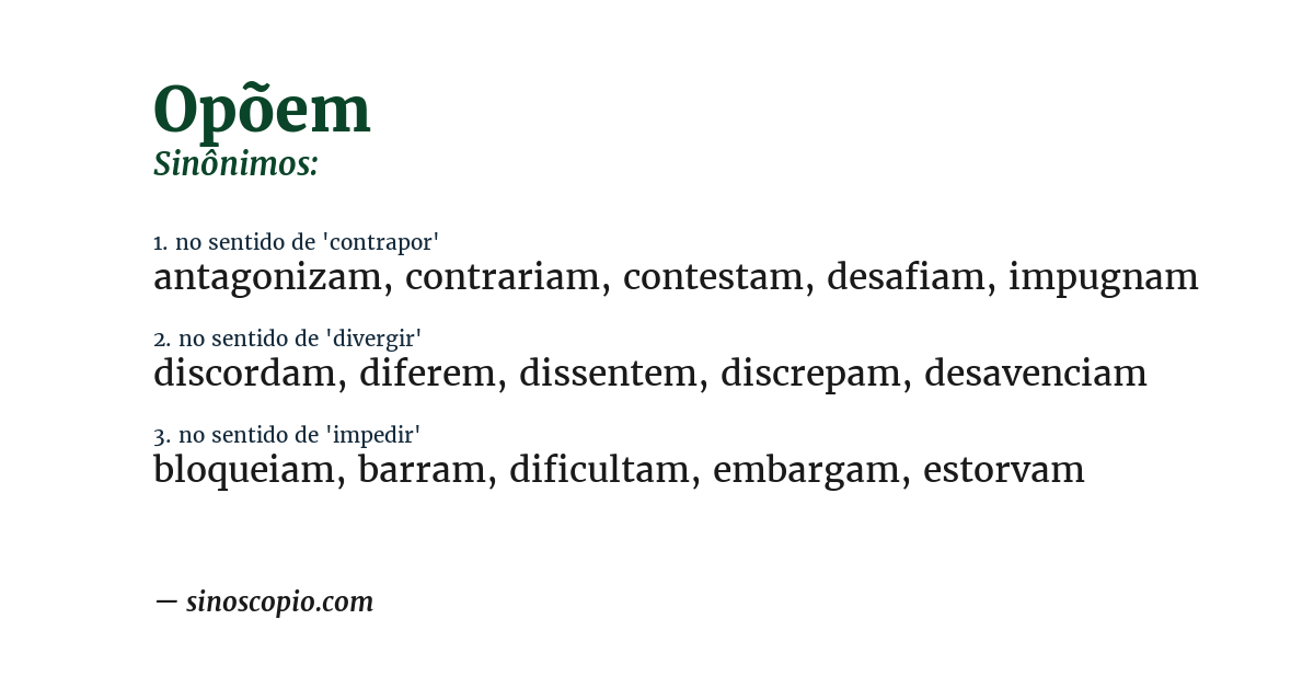 Sinônimo de opõem