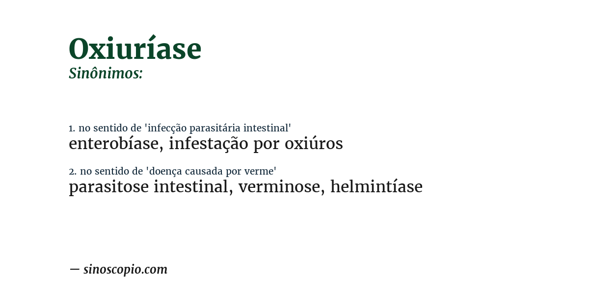 Sinônimo de oxiuríase