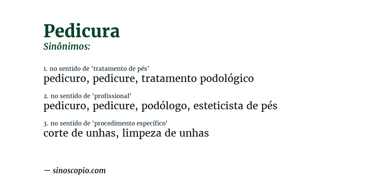 Sinônimo de pedicura