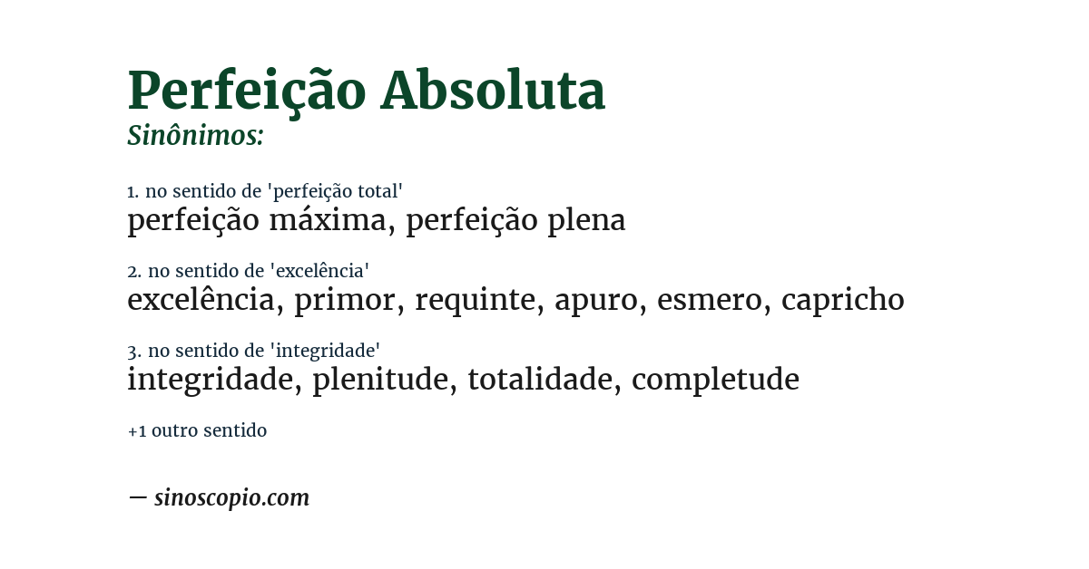 Sinônimo de perfeição absoluta
