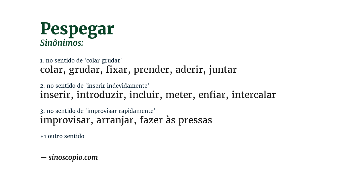 Sinônimo de pespegar