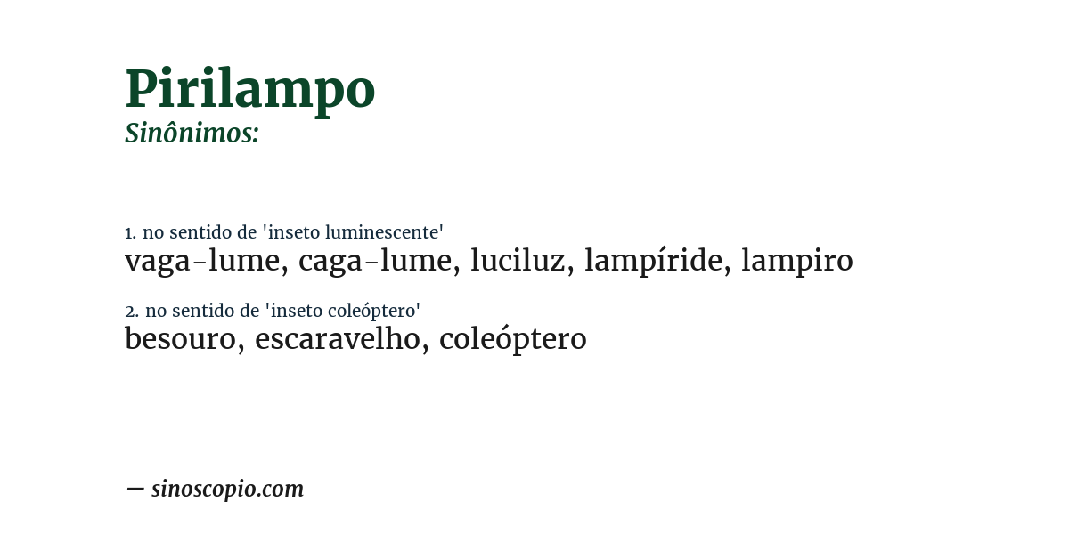 Sinônimo de pirilampo