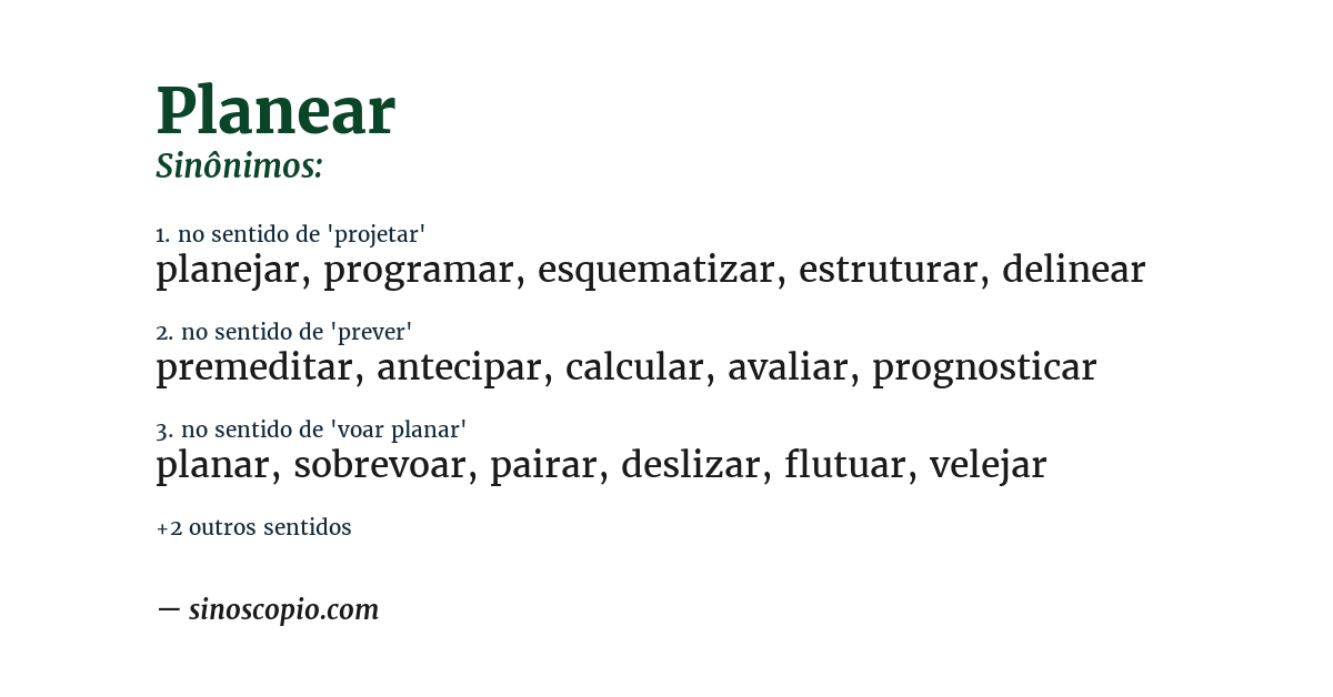 Sinônimo de planear