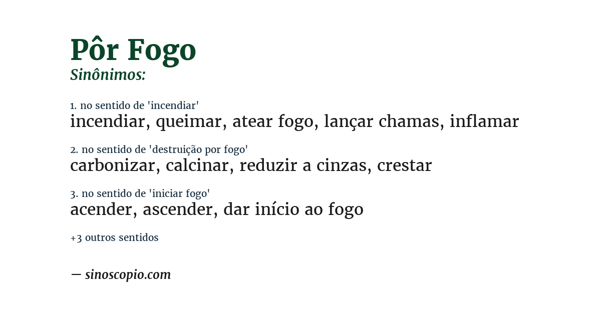 Sinônimo de pôr fogo