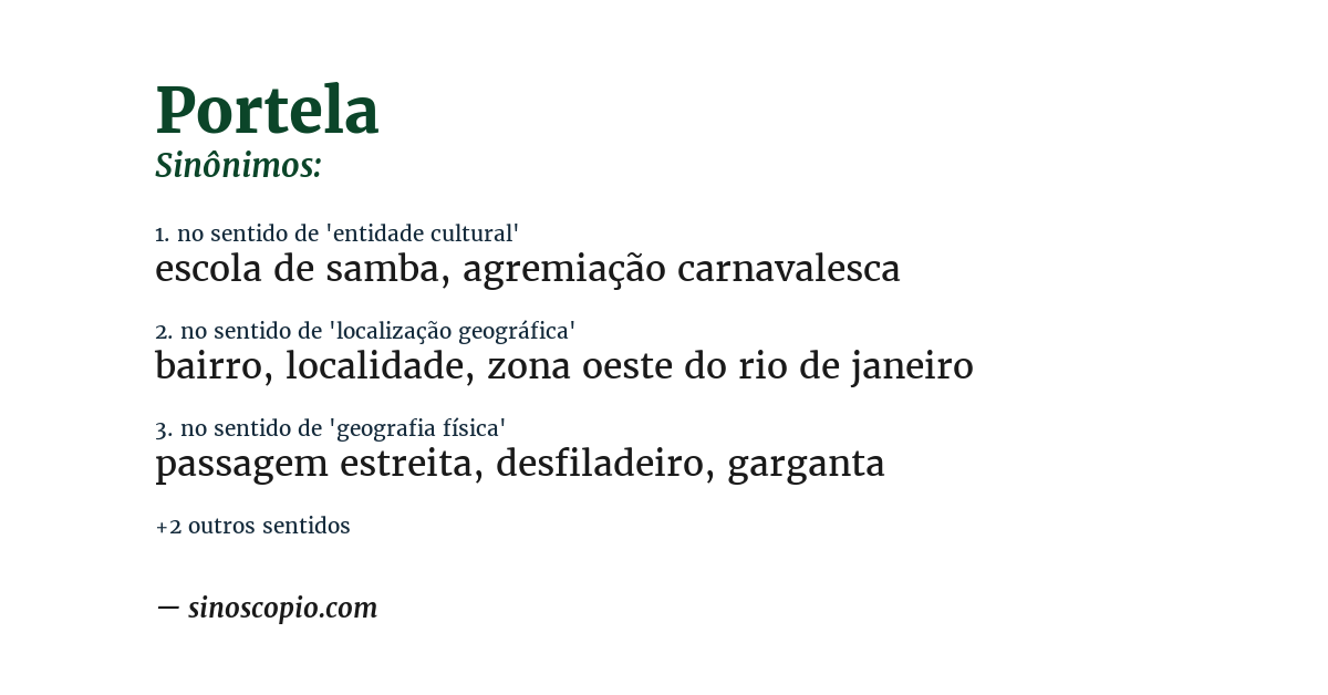 Sinônimo de portela