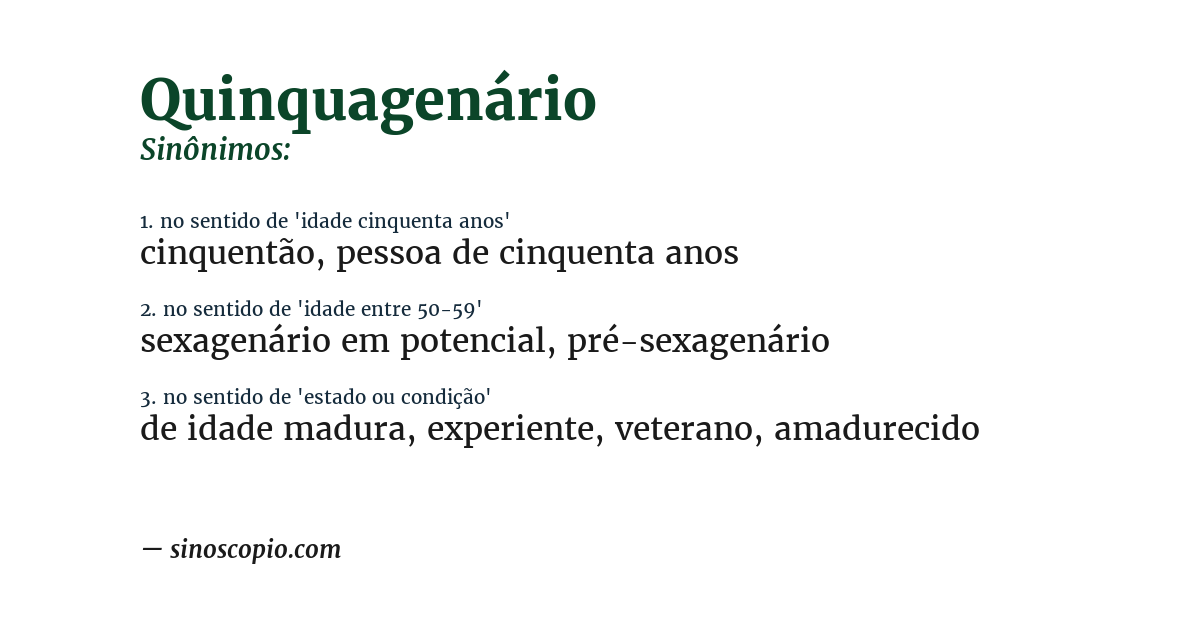 Sinônimo de quinquagenário