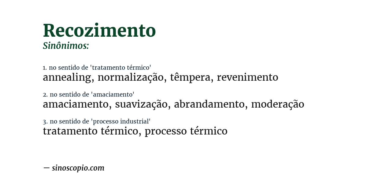 Sinônimo de recozimento