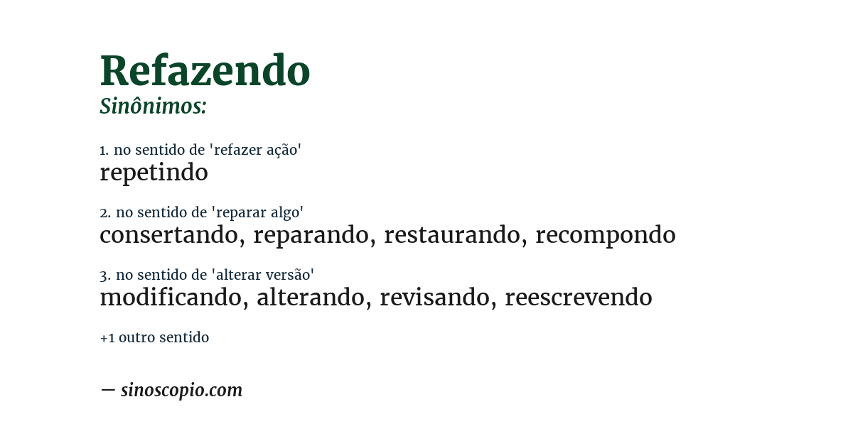 Sinônimo de refazendo
