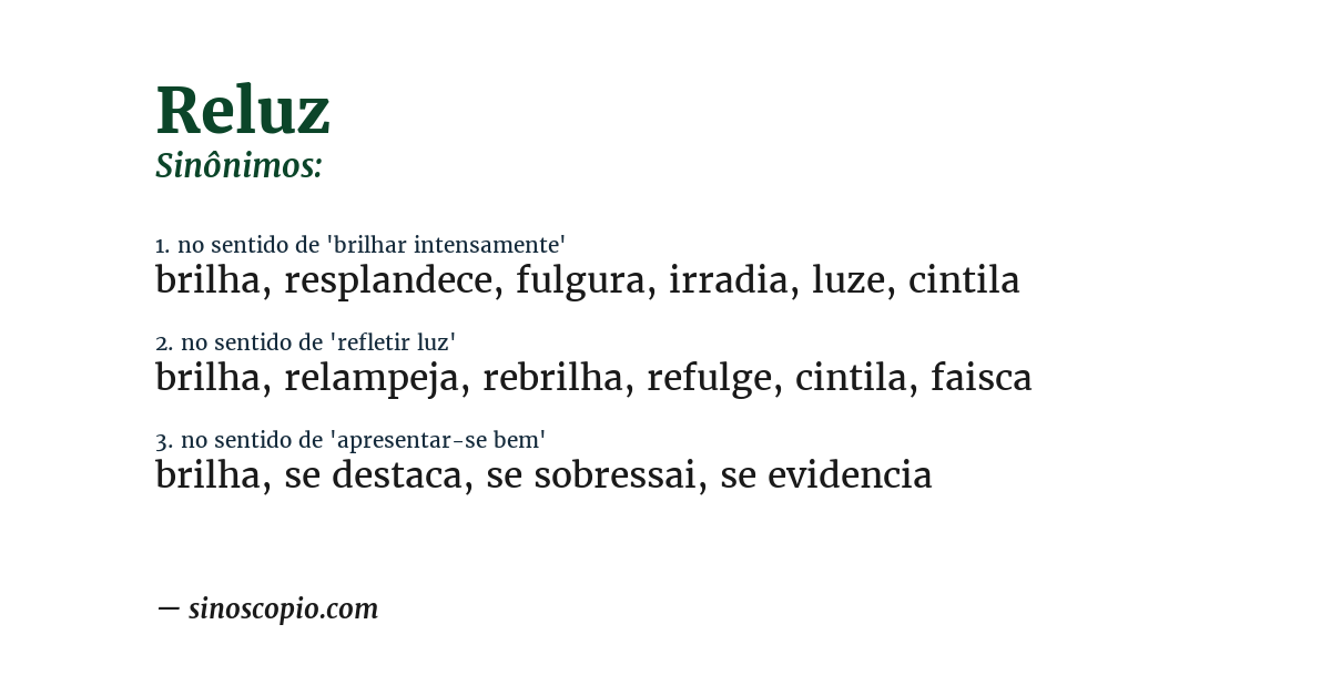 Sinônimo de reluz