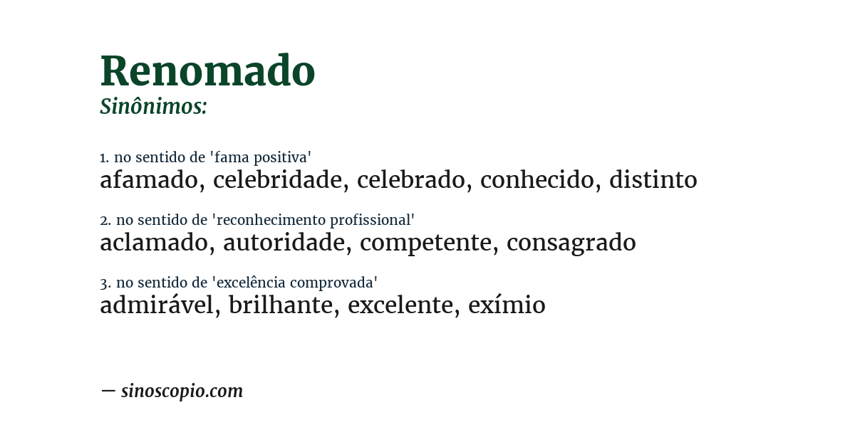 Sinônimo de renomado