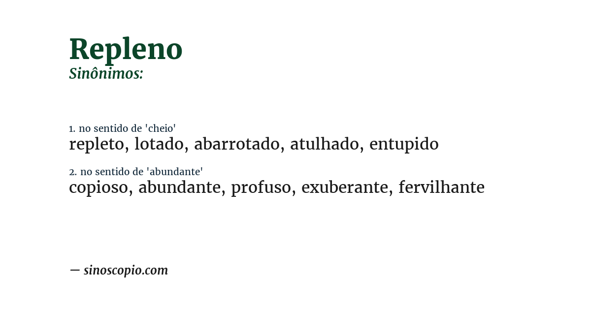 Sinônimo de repleno