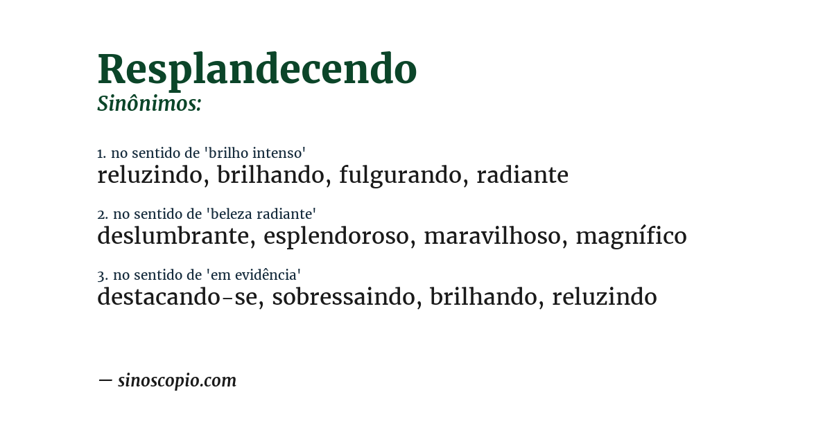 Sinônimo de resplandecendo