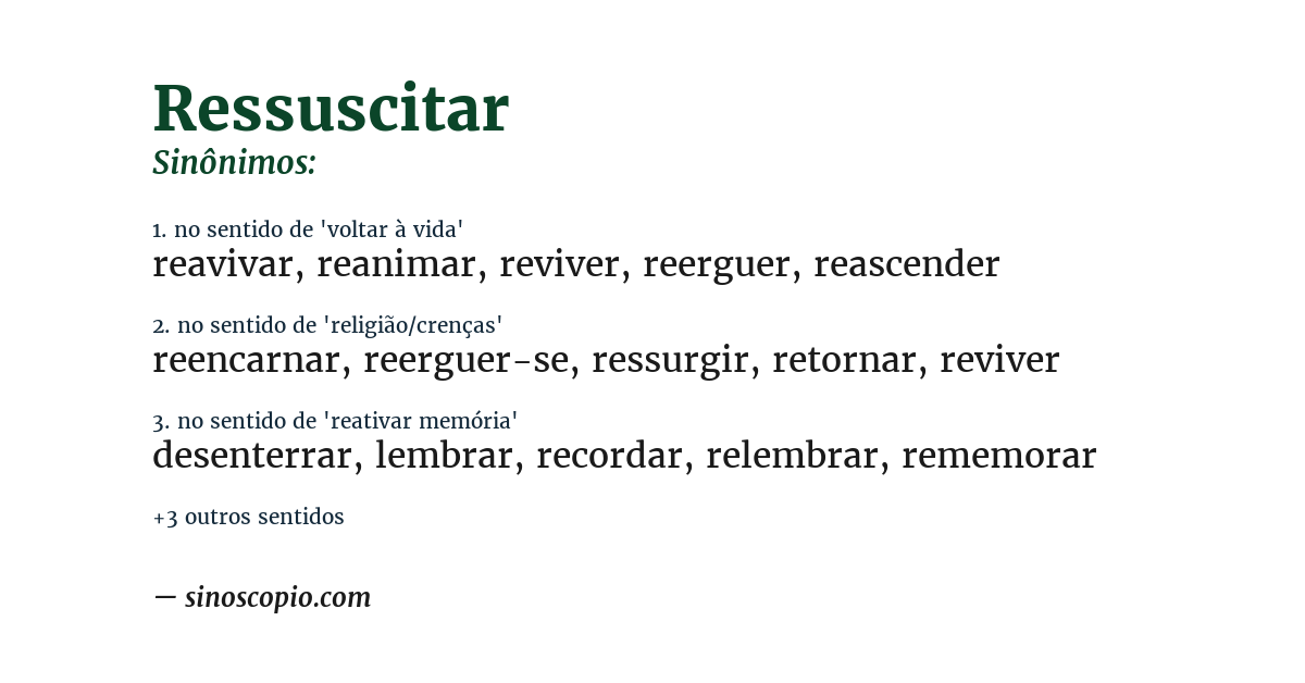 Sinônimo de ressuscitar