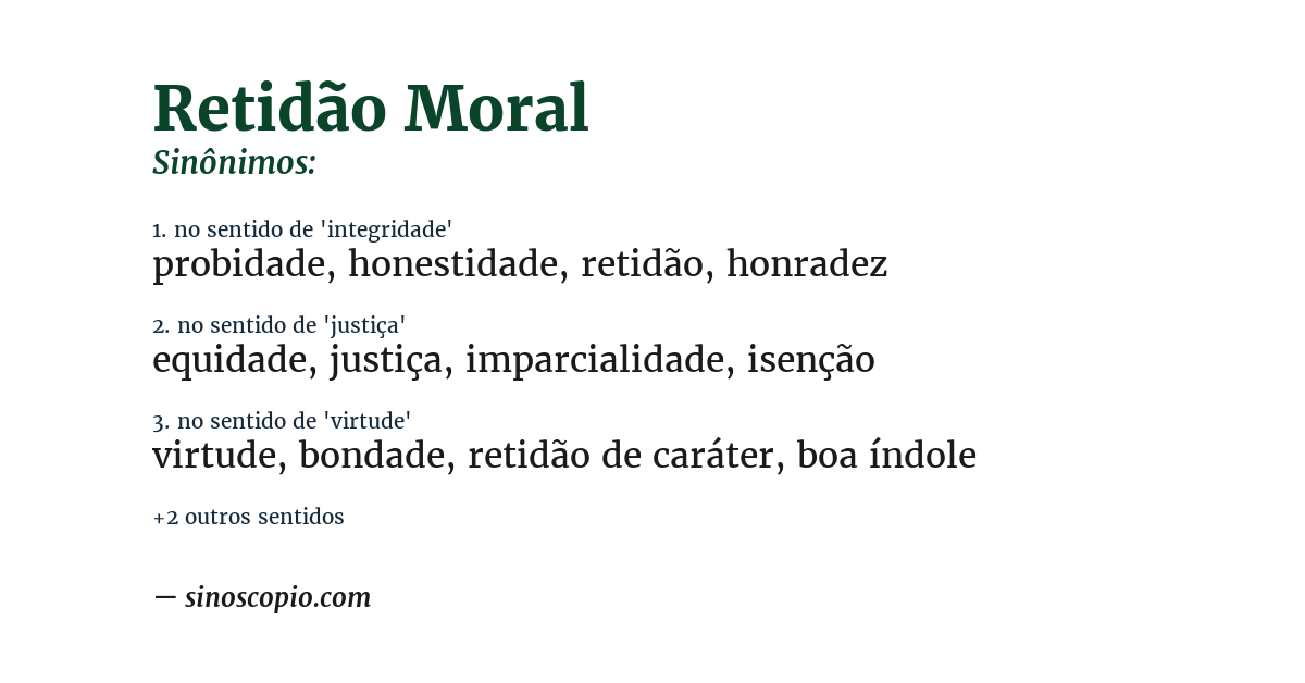 Sinônimo de retidão moral
