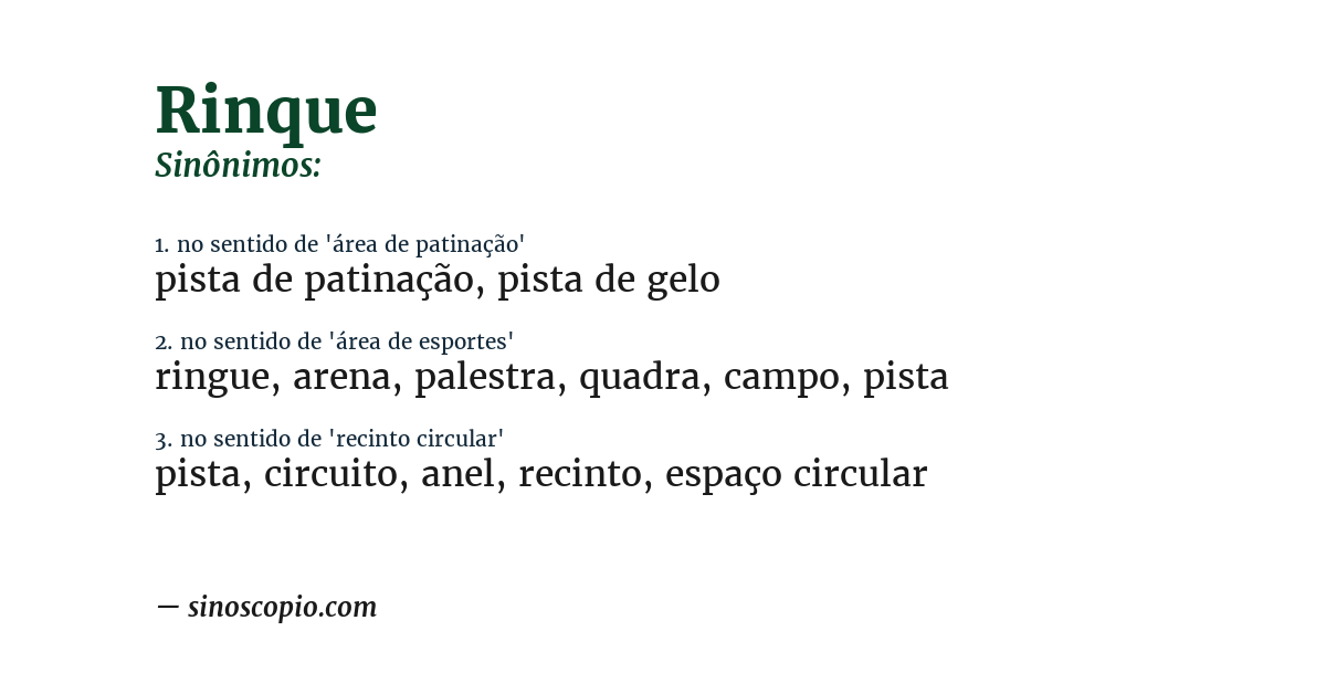 Sinônimo de rinque