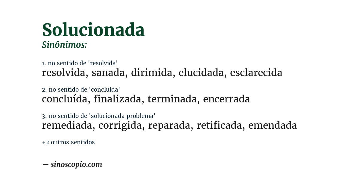 Sinônimo de solucionada