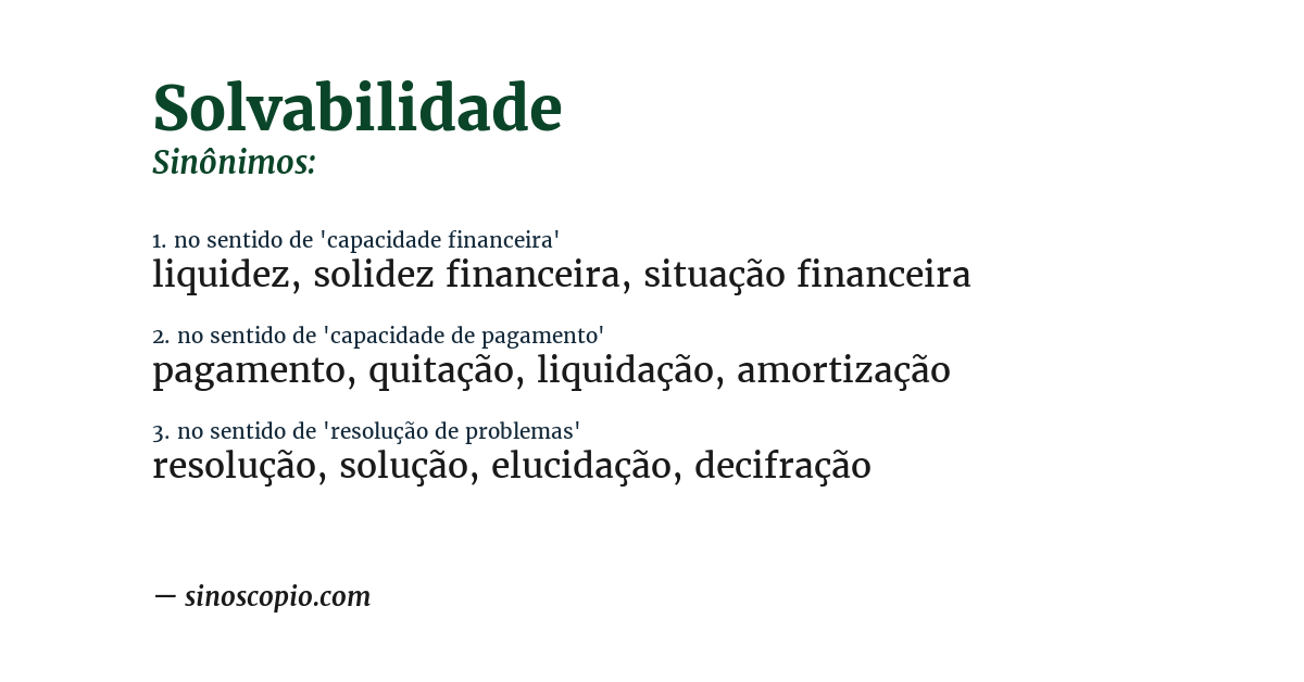 Sinônimo de solvabilidade