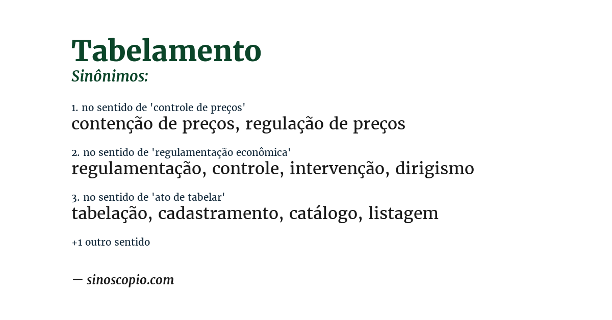 Sinônimo de tabelamento