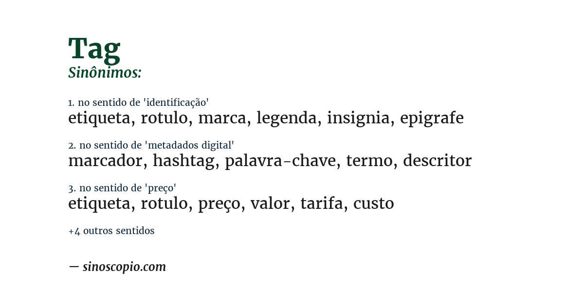 Sinônimo de tag