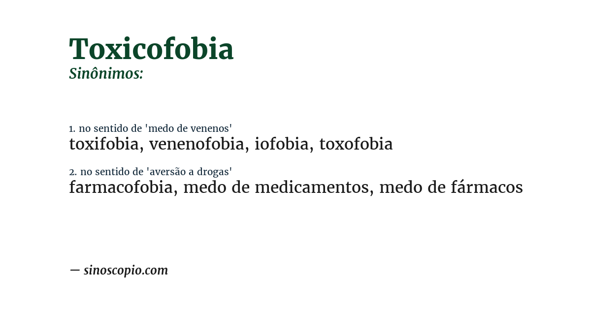 Sinônimo de toxicofobia