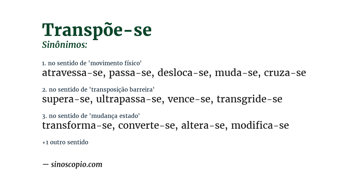 Sinônimo de transpõe-se
