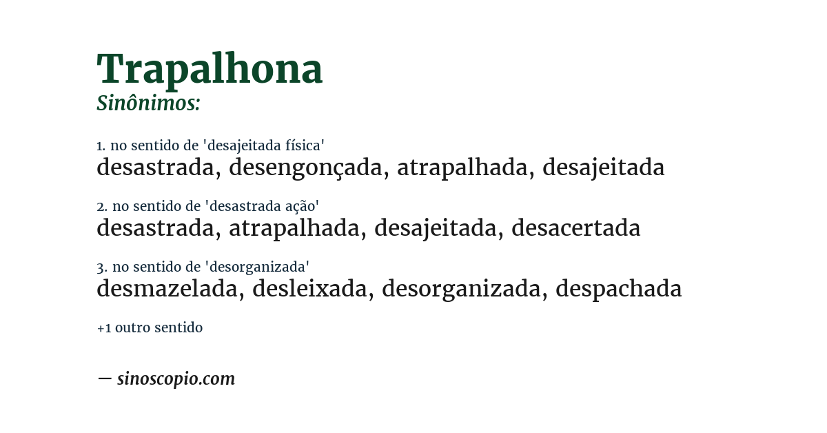 Sinônimo de trapalhona
