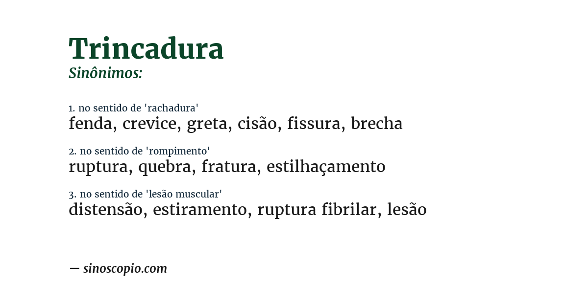 Sinônimo de trincadura