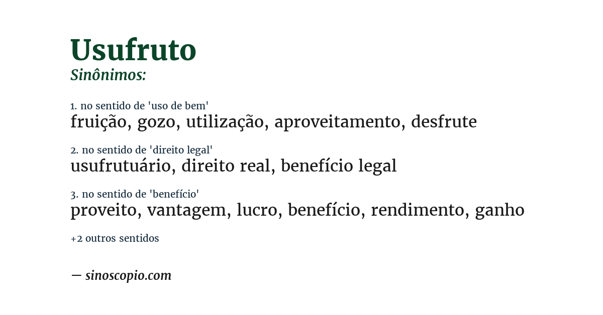 Sinônimo de usufruto