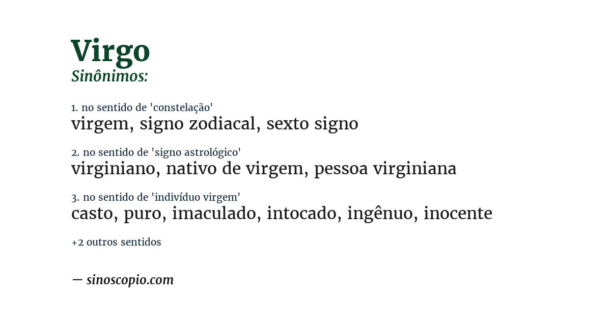 Sinônimo de virgo
