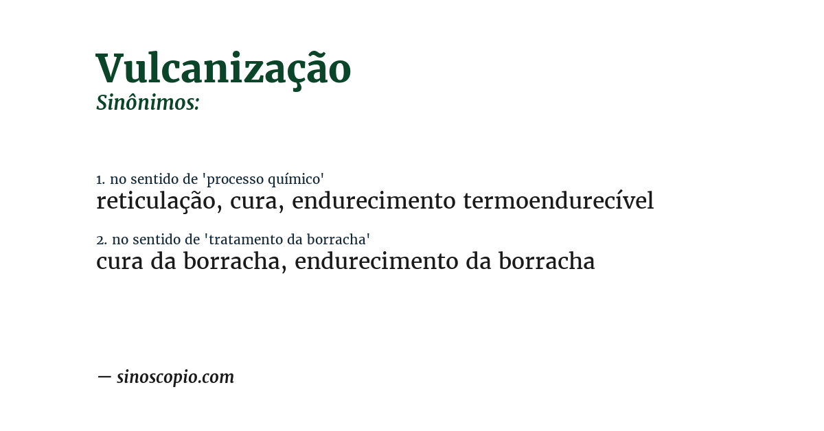 Sinônimo de vulcanização