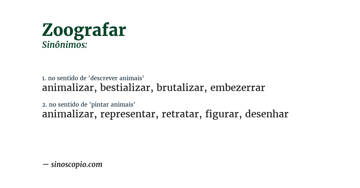 Sinônimo de zoografar