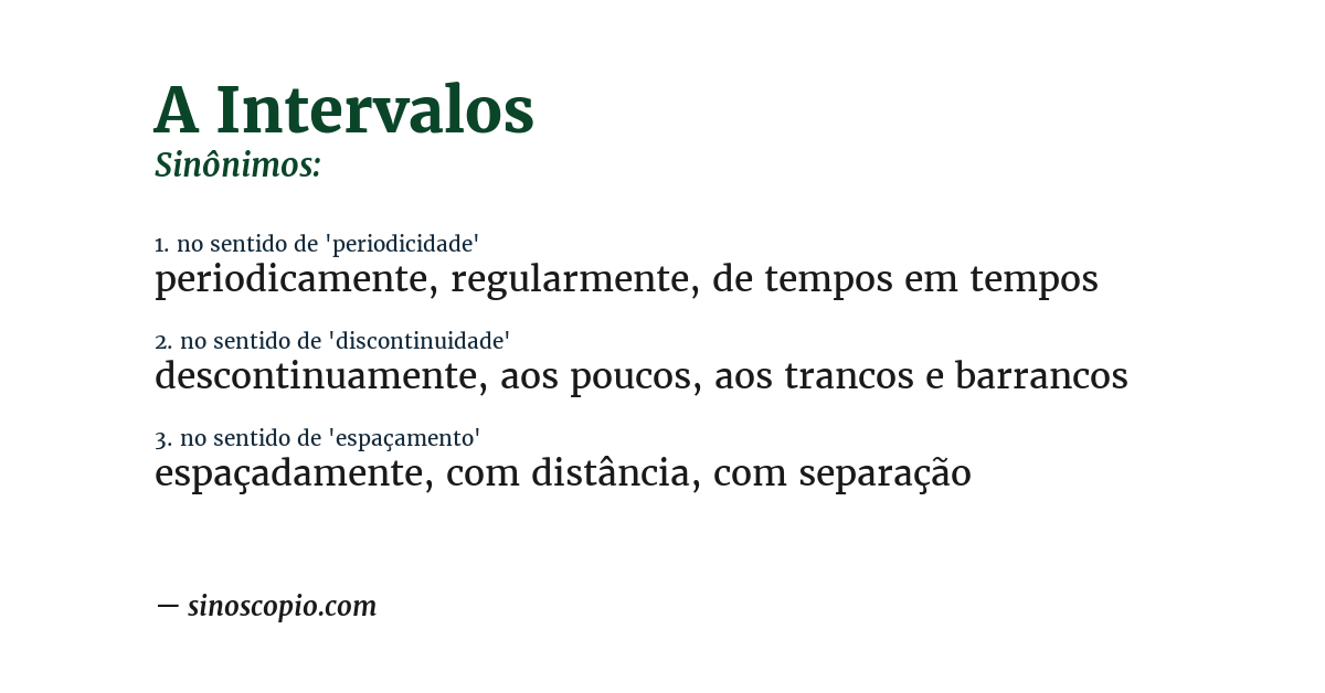 Sinônimo de a intervalos